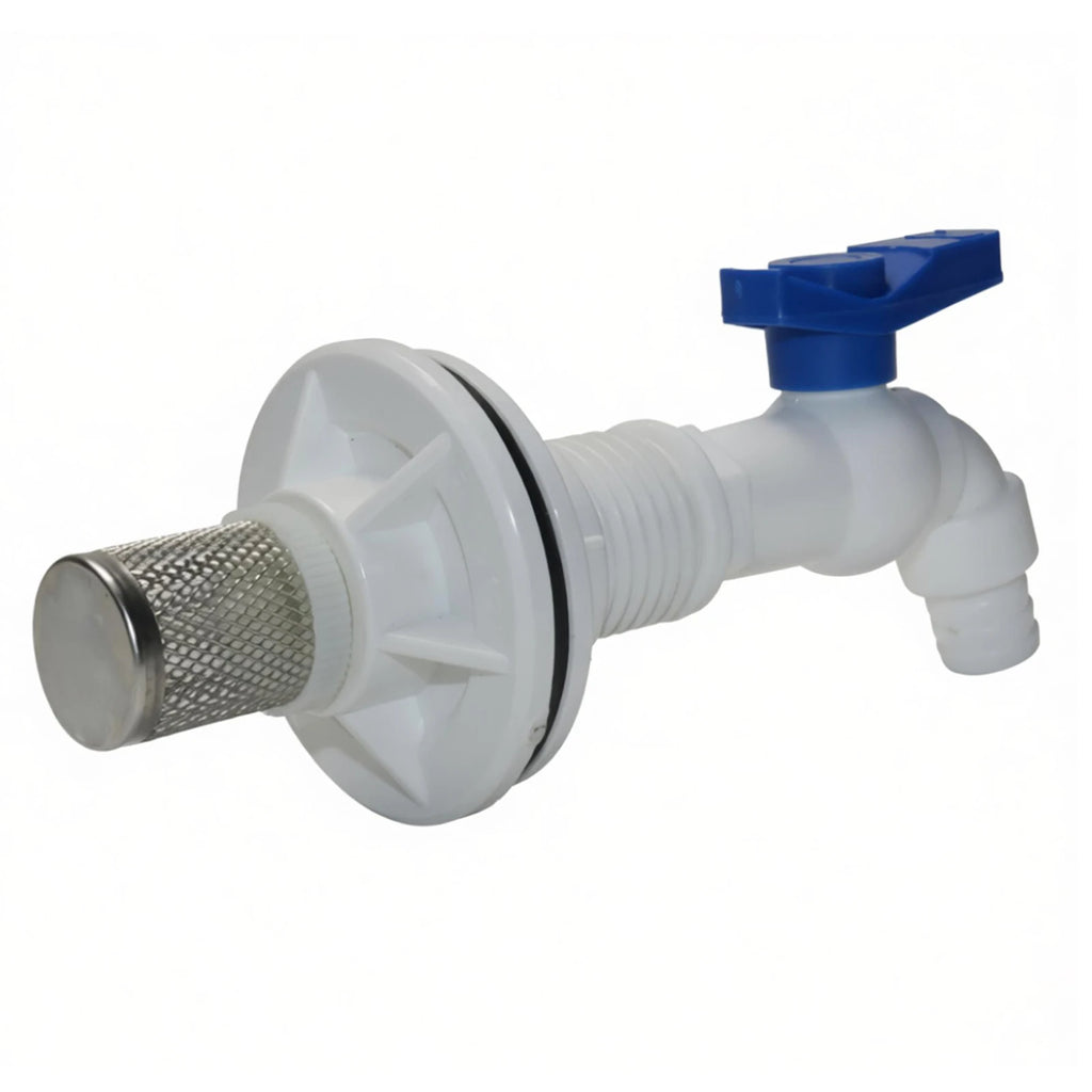 3Pcs Kit Garden 1/2" Stainless Steel Filter+1/2" Flange Water Tank Through Plate+1/2 "Plastic Irrigation Faucet, Fish Tank