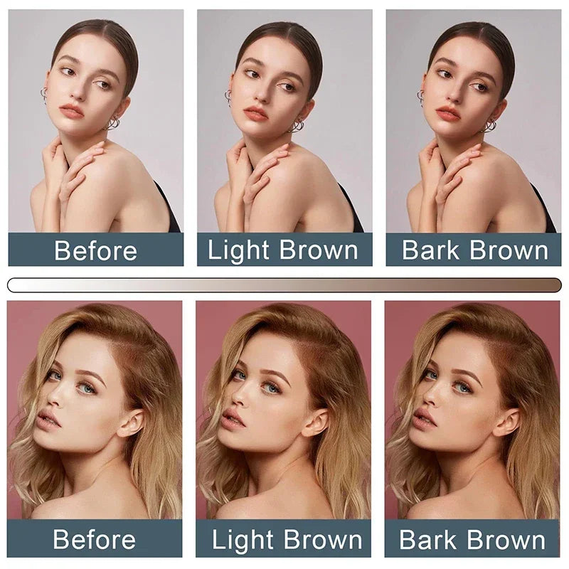 UV tanning lamp skin tone chart showing before and after results for light brown and bark brown tan skin care effects.