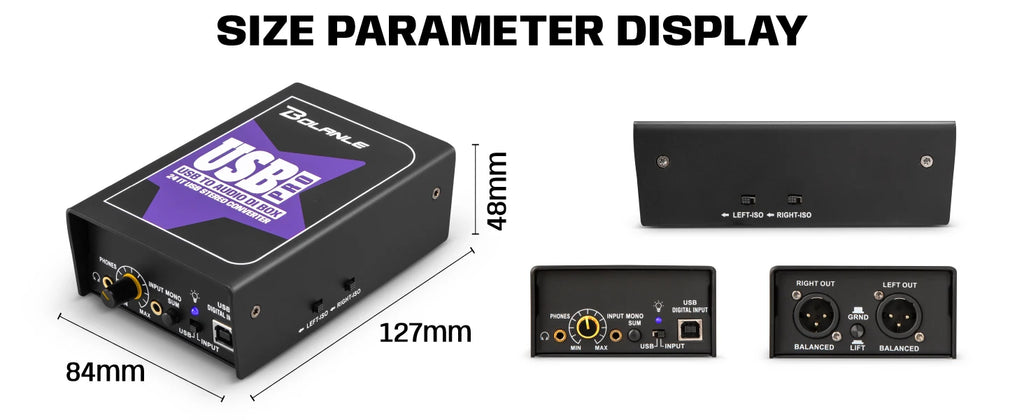 USB Stereo DI Box 24-192kHz Audio Interface with Ground Lift - USB PRO Tidesmit