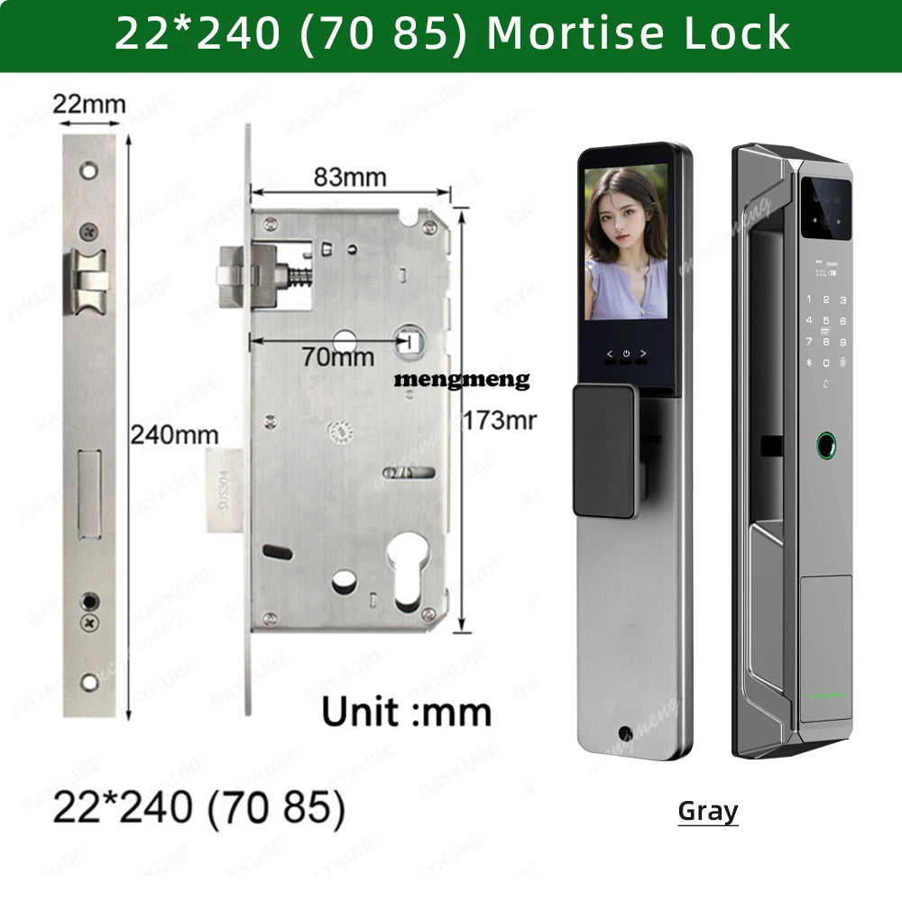 RAYKUBE 21-language Voice Camera Palm Vein Smart Fingerprint Lock Face Recognition Digital Lock With Video Call P85