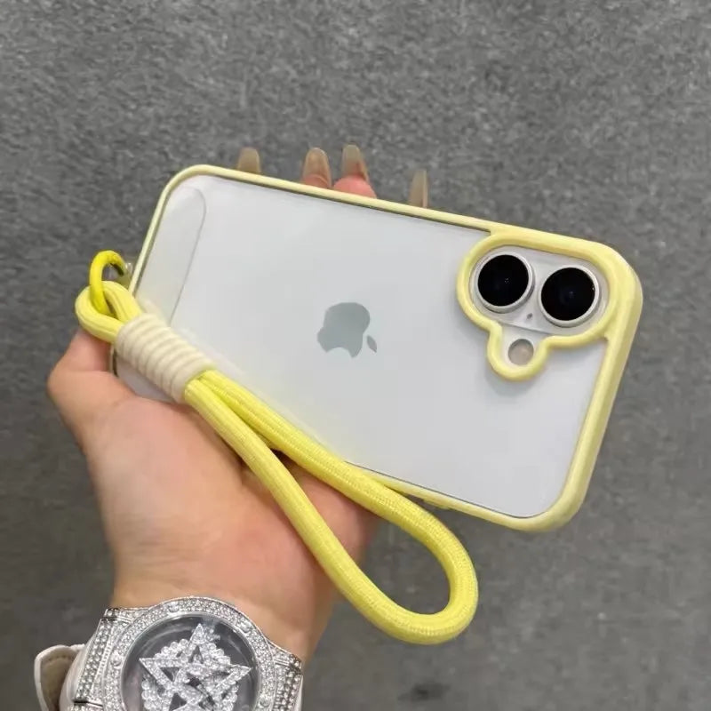 iPhone 16 Shockproof Case with Lanyard - Clear Slim Fit Acrylic Bumper Tidesmit