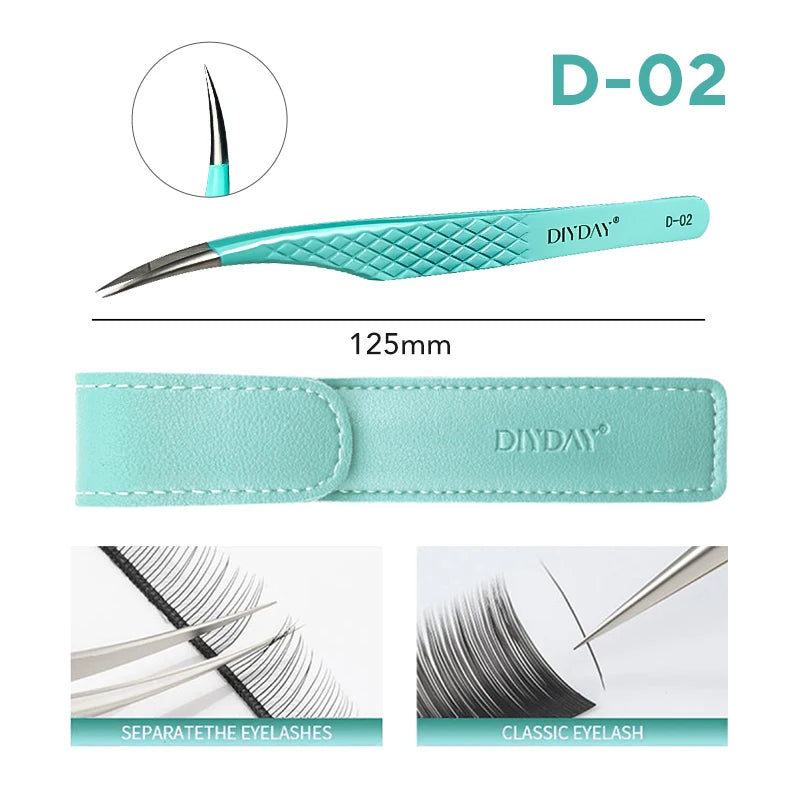 Eyelash Extension Tweezers D-01 | Precision Fiber Tip for Salon Results False Eyelashes D-02 TWEEZERS Tidesmit