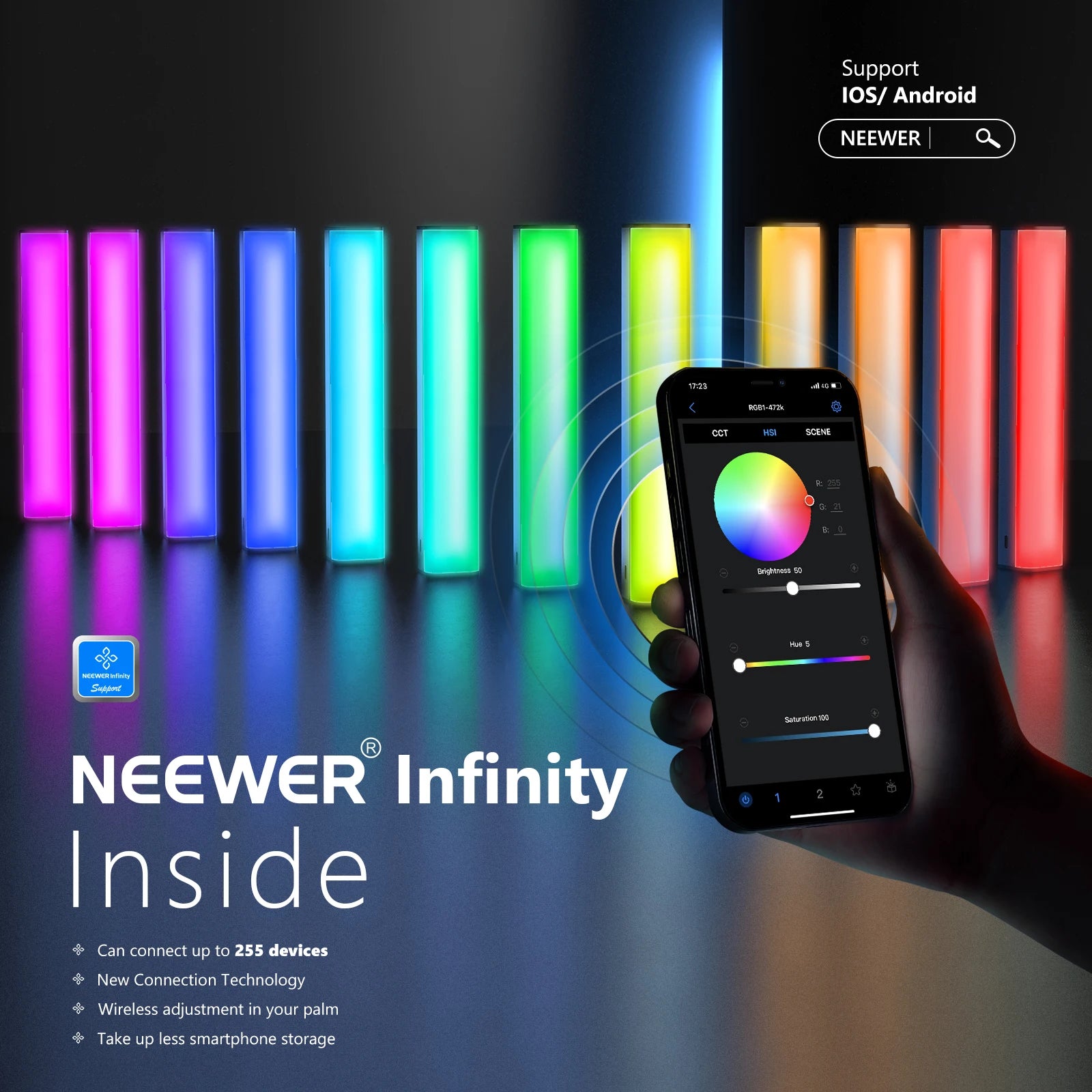 RGB LED Video Light Stick - Handheld Magnetic Wand for Content Creators Tidesmit