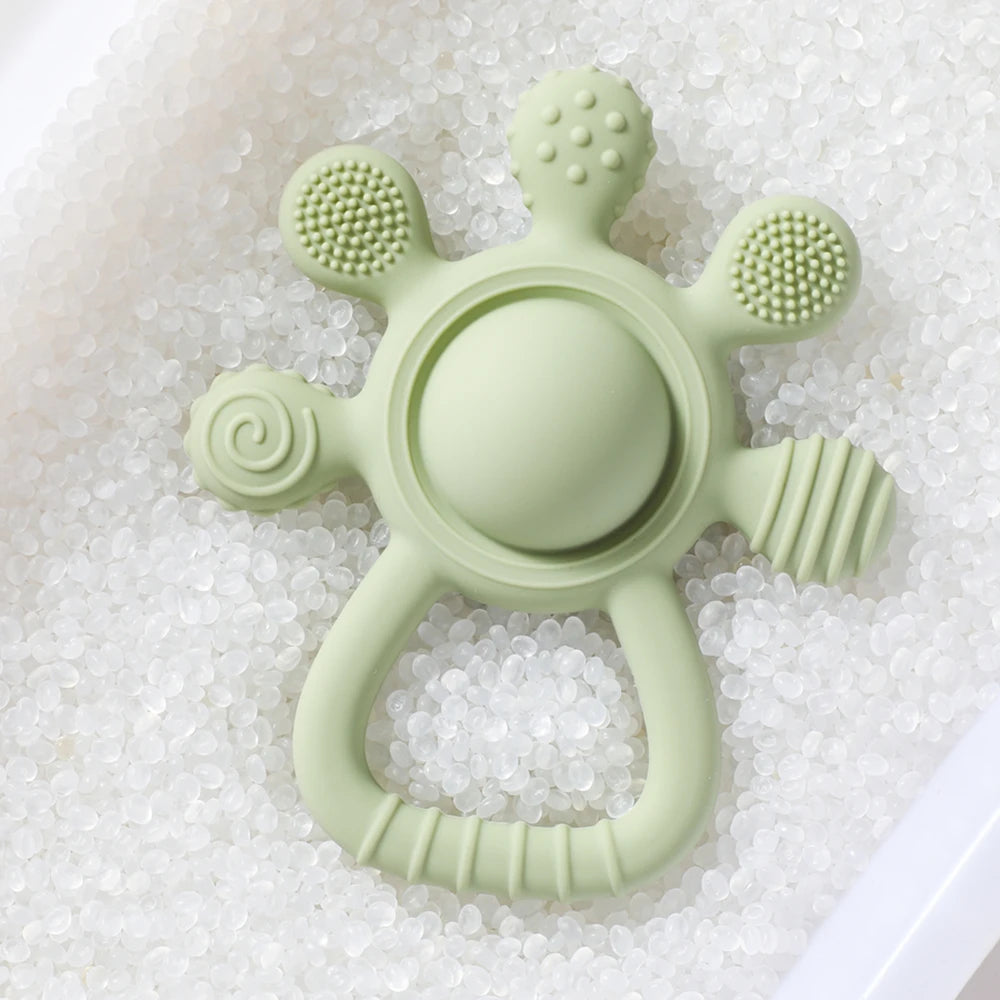 Baby BPA Free Silicone Teether Toy Rattle Silicone Teething for Teeth Newborn Accessories Food Grade Infant Soothing Nusing Toys