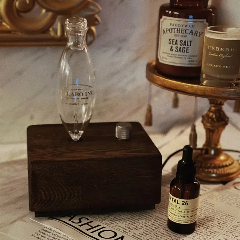 20ml Waterless Pure Essential Oil Diffuser Nebulizer Aromatherapy Diffuser Electric Wooden Glass Home Aroma Essential Diffusers
