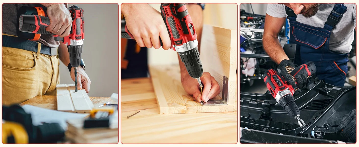 138-Tool Box with Cordless Screwdriver - Extensive Tool and Drill Set w/ 12V Electric Cordless Drill for Repairs and Maintenance