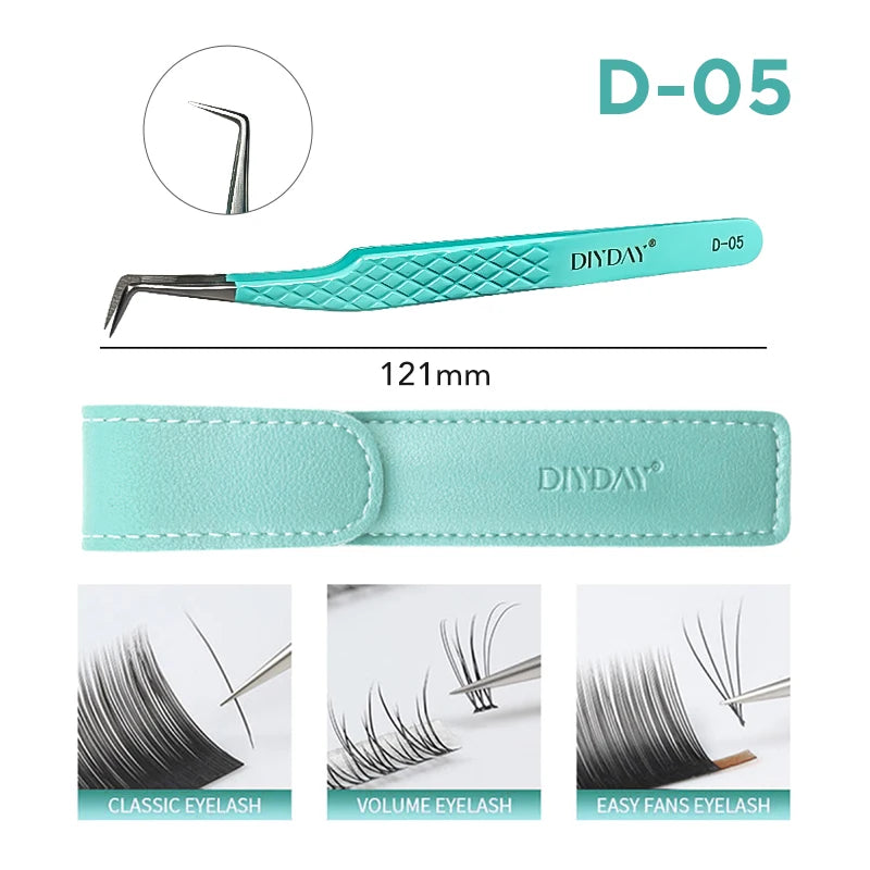Eyelash Extension Tweezers D-01 | Precision Fiber Tip for Salon Results False Eyelashes D-05 TWEEZERS Tidesmit