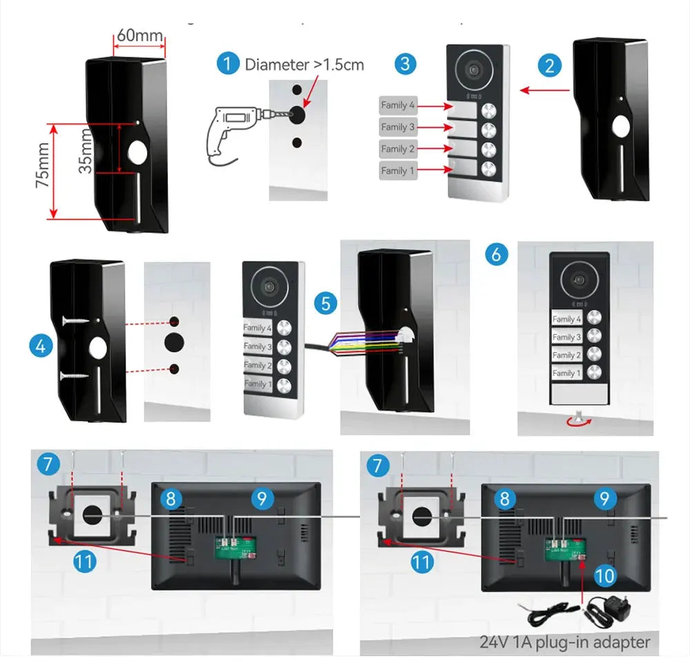 New 10 Inch Wifi Video Door Bell Intercom System with RFID Doorbell Camera Family Multi Nits Apartment Video Door Phone Intercom