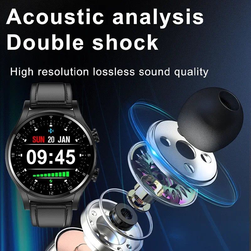 New NFC Smartwatch TWS Bluetooth Headset Two-In-One 1.39HD Display IP67 Waterproof Heart Rate Monitor Male Sports Smartwarch
