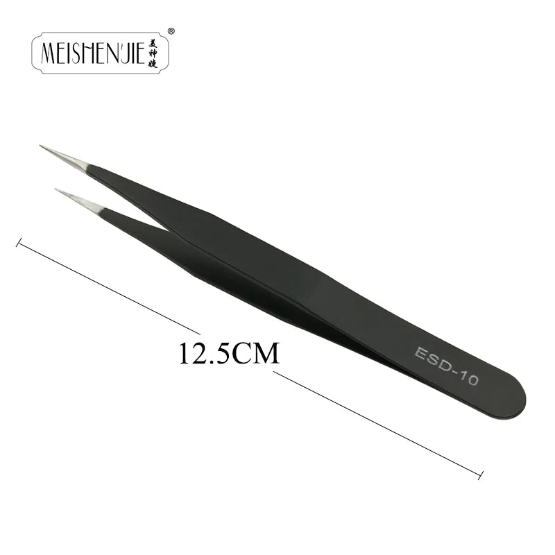 MEISHENJIE 1PC Stainless Steel Curved Straight Eyebrow False Eyelash Tweezers Nail Art Extension Makeup Tool Eeyelashes Tweezers False Eyelashes ESD10 Tidesmit