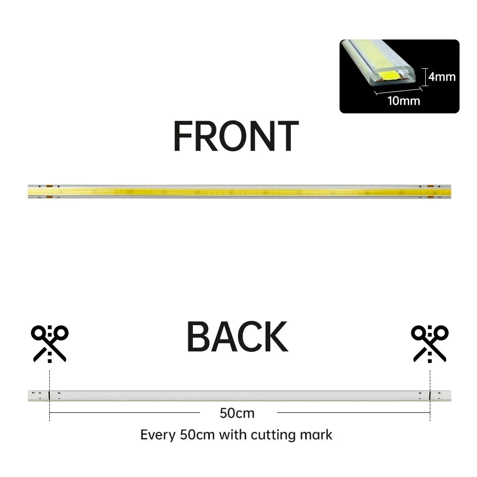 AC 220V COB LED Strip Light 288LEDs/m IP65 Waterproof 1m-50m Flexible Tape with EU/AU Power Plug for Home Lighting Decor