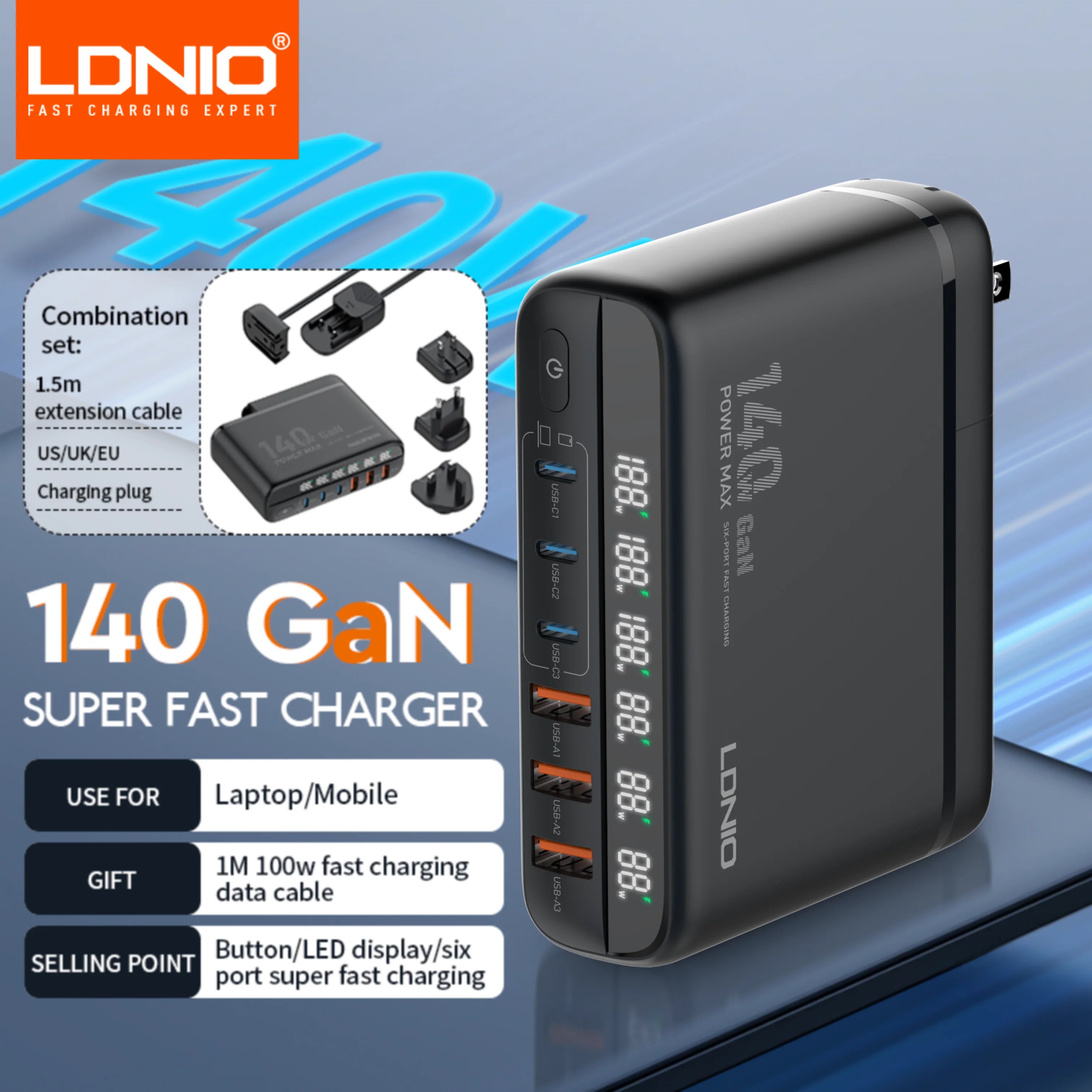140W GaN USB C Fast Laptop Charger - PD Power Adapter Tidesmit