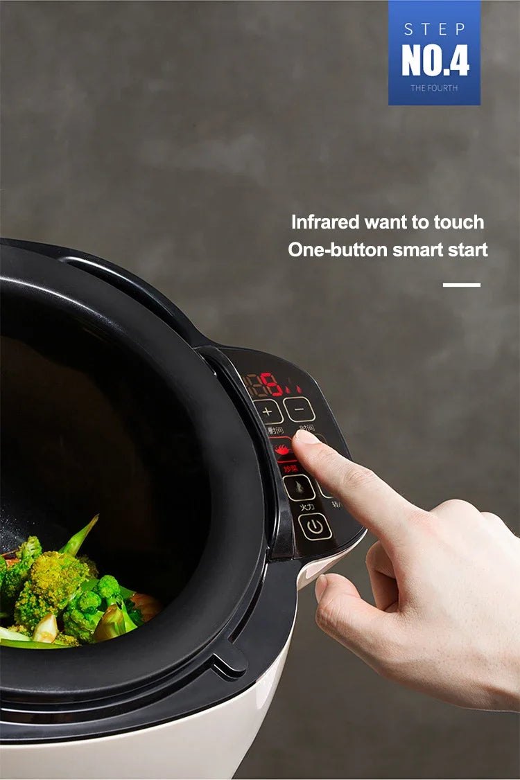 Stir-fry cooker touch control panel with one-button smart start
