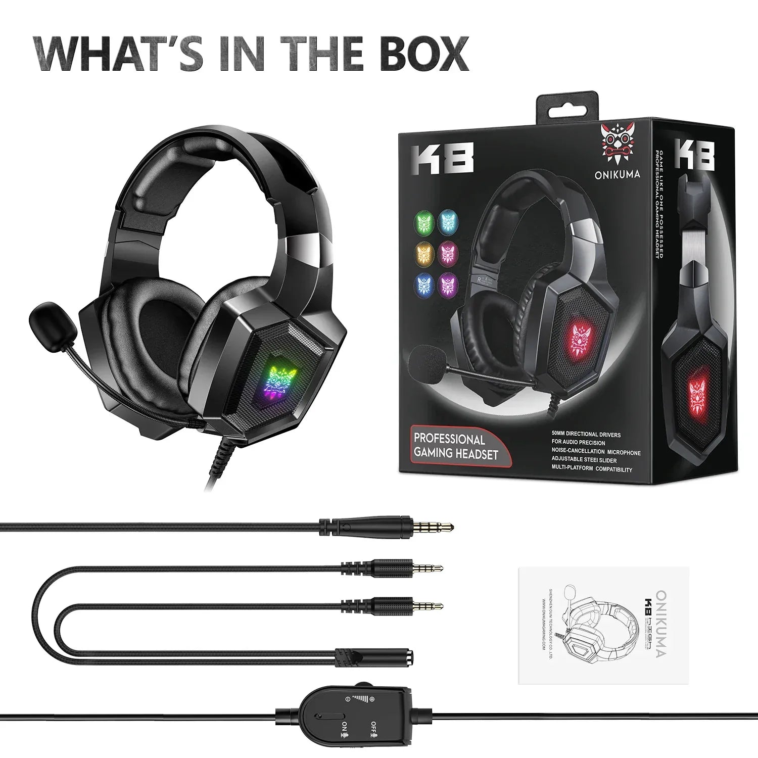 Wired Gaming Headphones With HD Mic and RGB Lights - Tidesmit Tidesmit