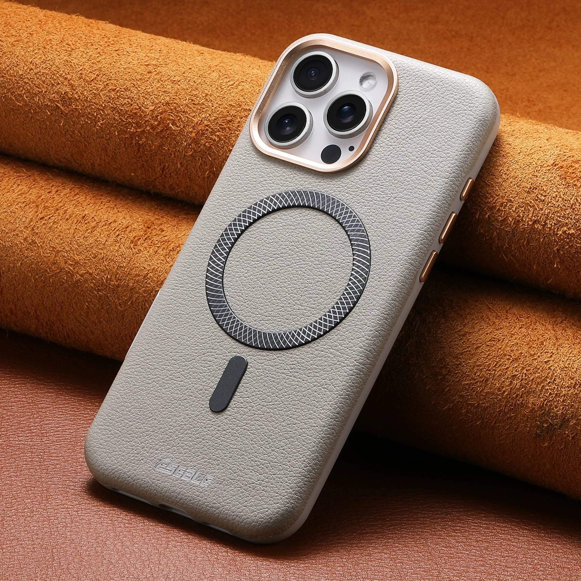 Magnetic Leather iPhone Case | Shock-Absorbing & Wireless Charging Compatible Gray Tidesmit