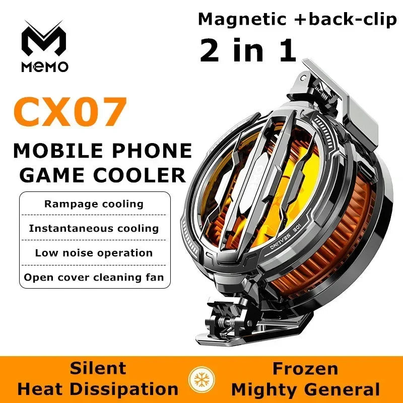 MEMO CX07 Mobile Phone Cooler Magnetic Cooling Fan Case Radiator For PUBG Gaming Back Clip Cool Heat Sink For Smartphones