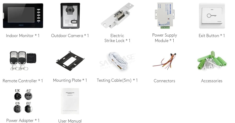 Video Door Phone Doorbell Intercom System 7" Monitor IR Camera Night Vision 1V1