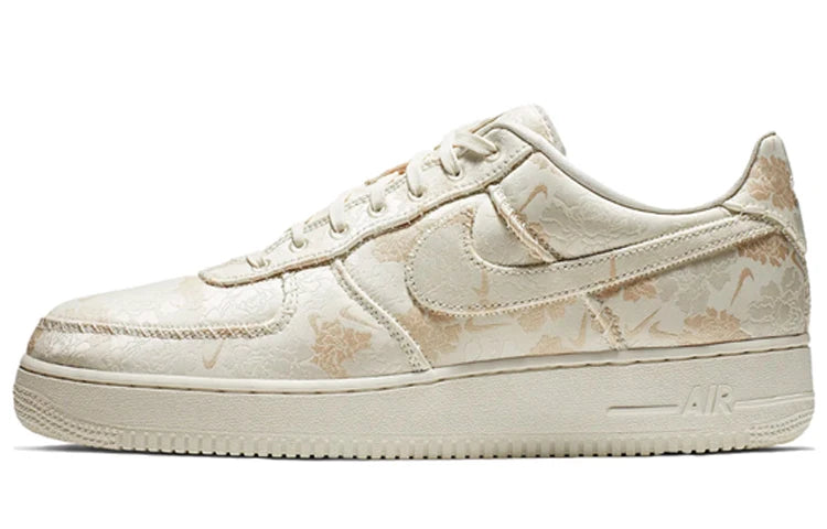 Nike Air Force 1 Premium OG Low Top Board Shoes Ivory White Floral Fabric Lightweight Non Slip Daily Casual Sneakers-AT3147-100
