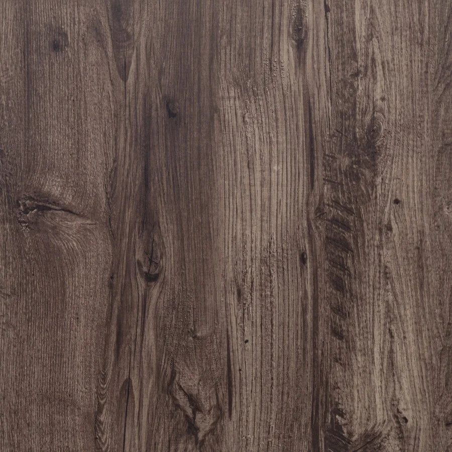 Self-adhesive wood-grain backsplash tile, dark gray-brown with rustic knots and streaks
