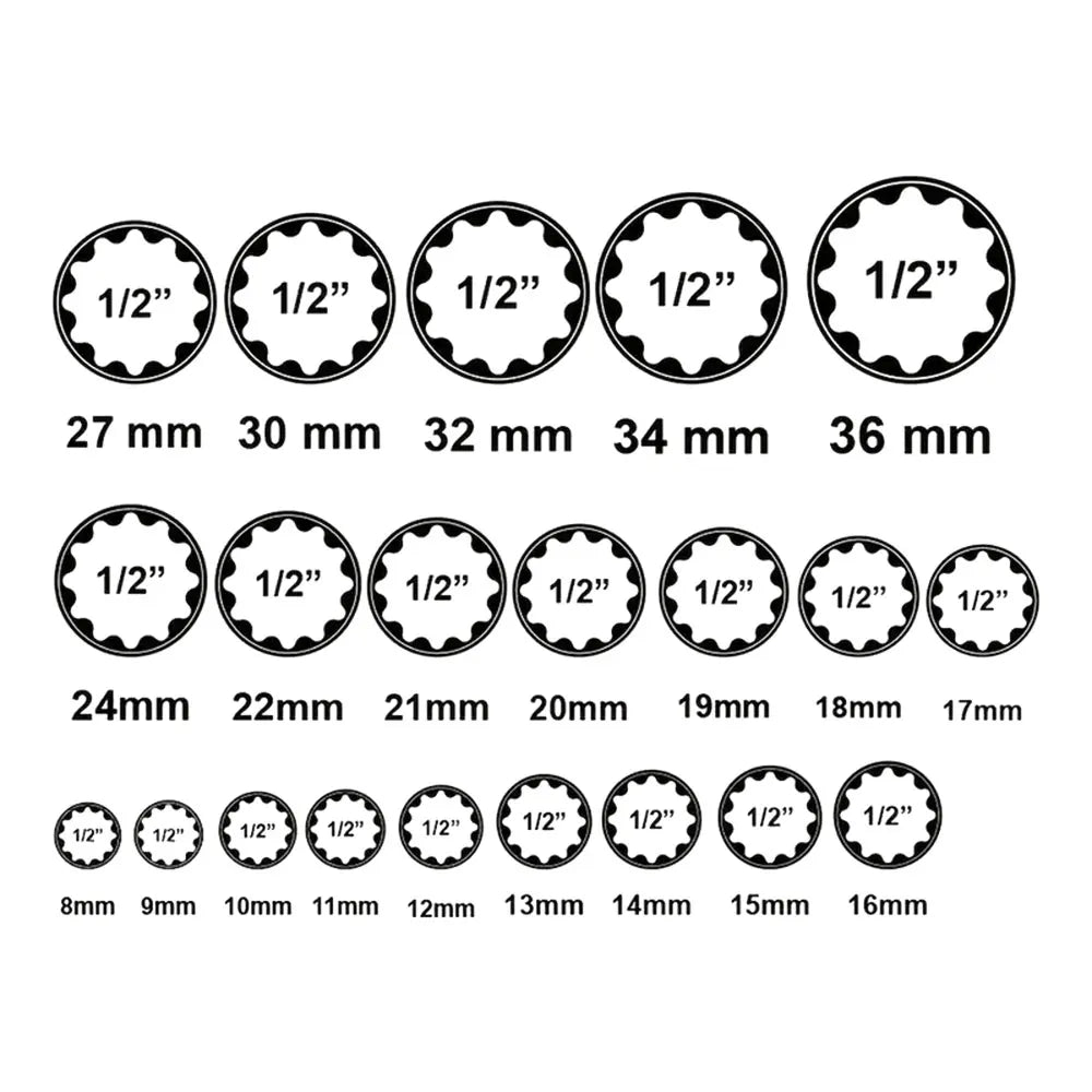 Podofo 21Pcs Socket Spanner Multi-Tooth For 6 and 12 Points Socket Set Mechanic Tool Kit Chrome Vanadium Steel Impact Universal Socket Wrench Set For Auto Car Repair Maintenance