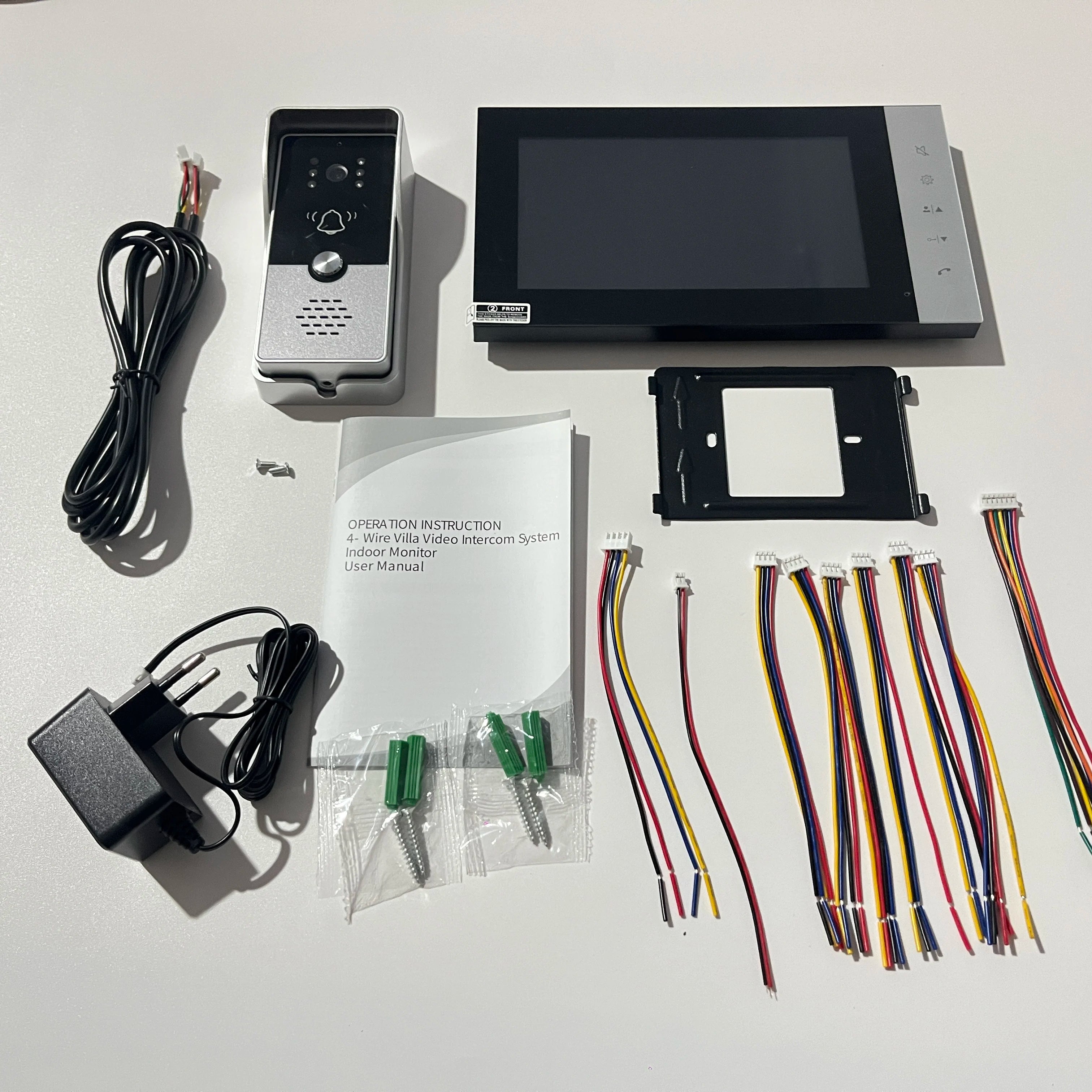 4 Wire 7 Inches Wired Video Doorbell Door Phone Support Unlock, Monitoring, Dual-Way Intercom for Villa Home Office Apartment