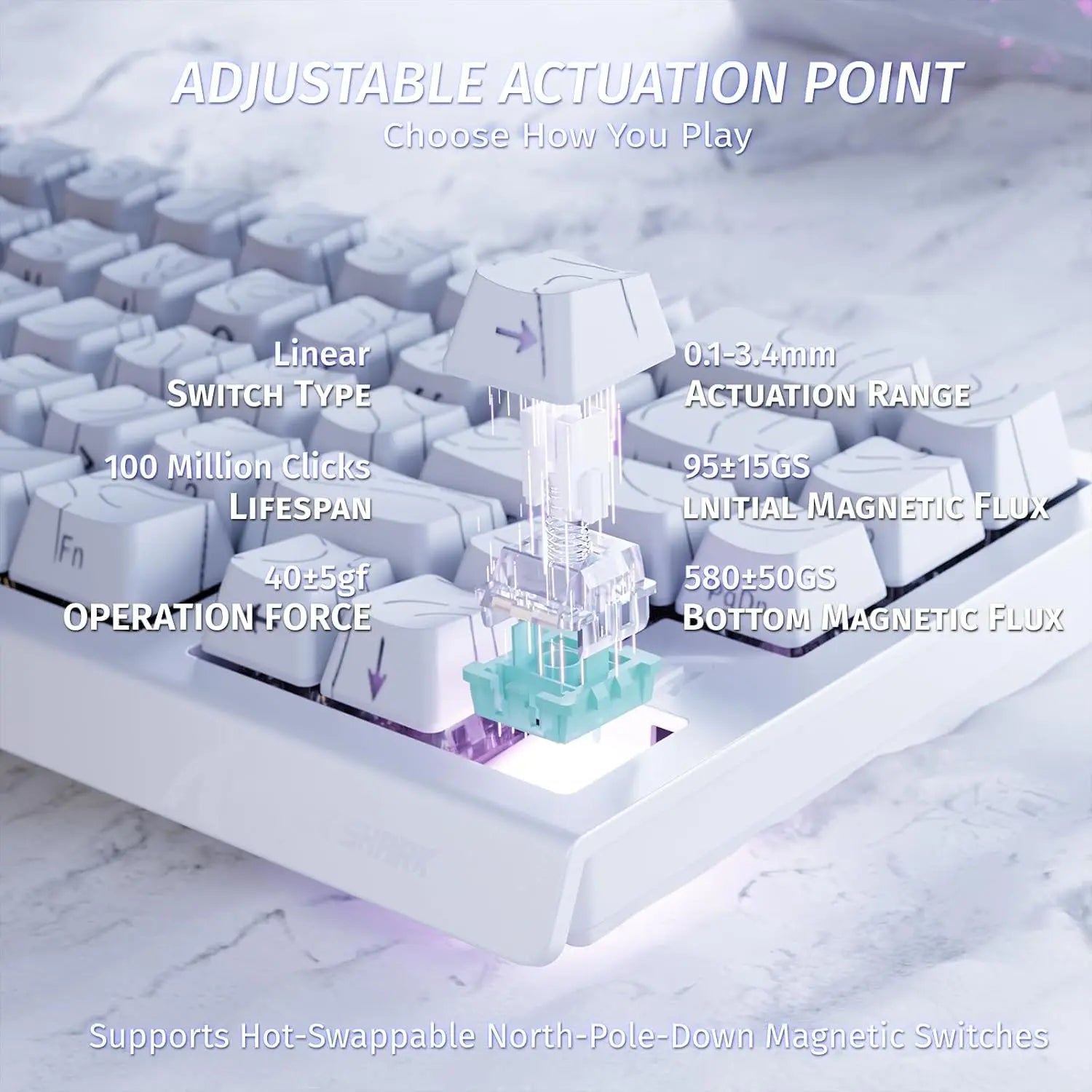 ATTACK SHARK X68 HE Rapid Trigger Mechanical Gaming Keyboard 60% Wired with Adjustable Actuation,Hall Effect Magnetic Switch,8KH