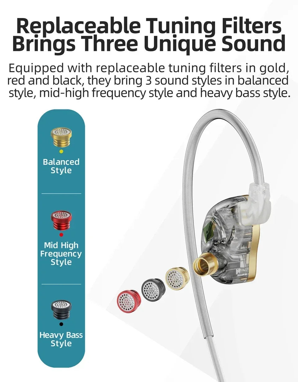 7 Driver Hybrid IEMs Wired Earphones with Filters | Tidesmit Tidesmit