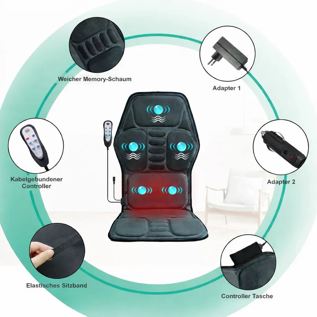 Massage Seat Cushion with Heat & Vibration - Electric Muscle Relief Massage Cushion Tidesmit