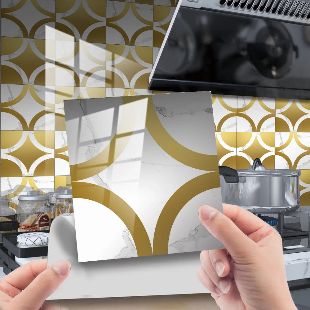 10pcs Crystal Tile Wall Stickers Self-Adhesive Kitchen Tiles PVC Backsplash Stickers Peel and Stick Bathroom Faux Stone Effect