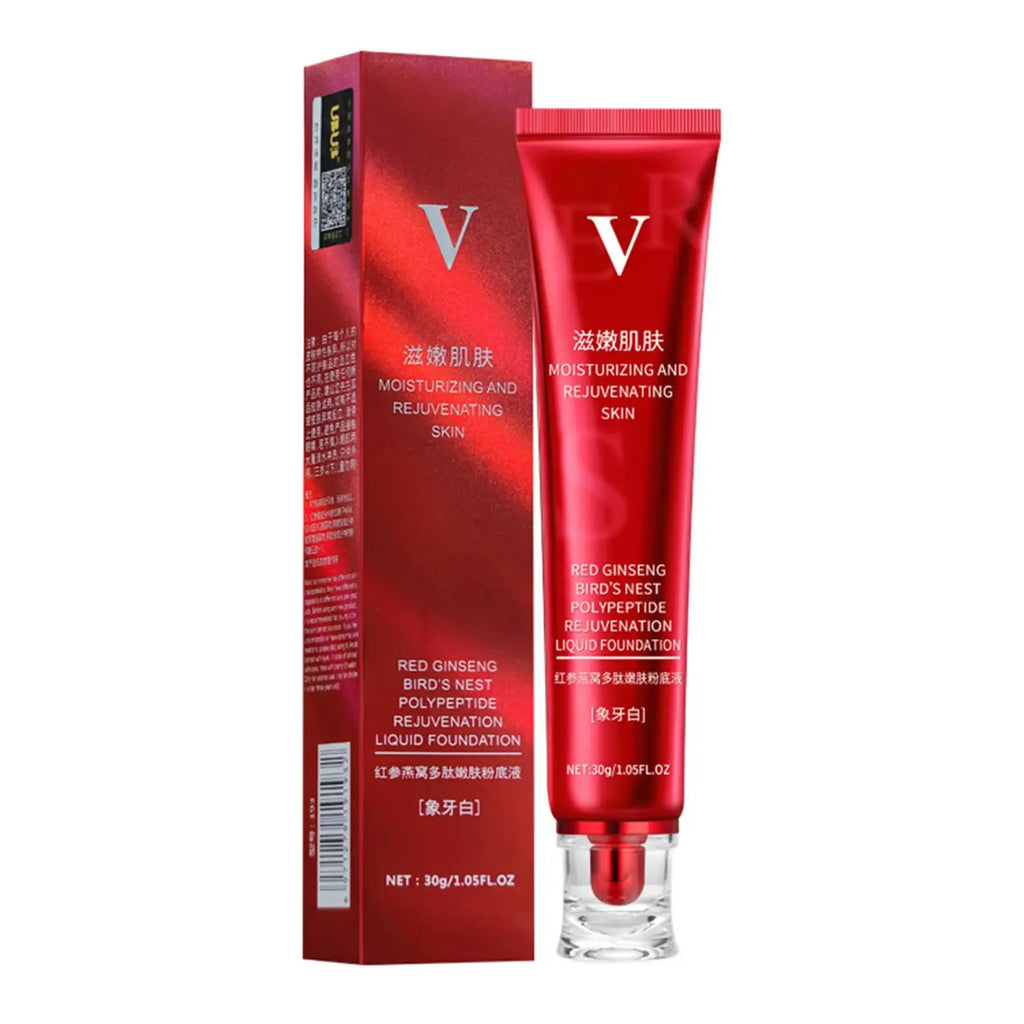 Tidesmit 30g Red Upgrade FV foundation texture close-up featuring high coverage waterproof oil control makeup base