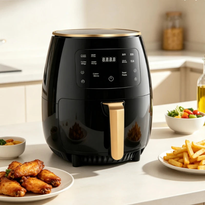 Air Fryer 6L with Touch Screen, Oil-Free Healthy Cooking for Chicken Wings Fries Nuts Cake with Timer and Keep Warm Function