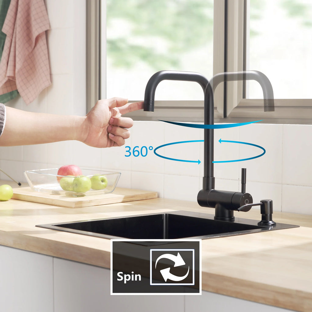 Foldable Kitchen Faucet with 2 Jets, Black 180° Foldable Kitchen Mixer Under the Window, 360° Swivel Foldable Tap, Foldable Mixer