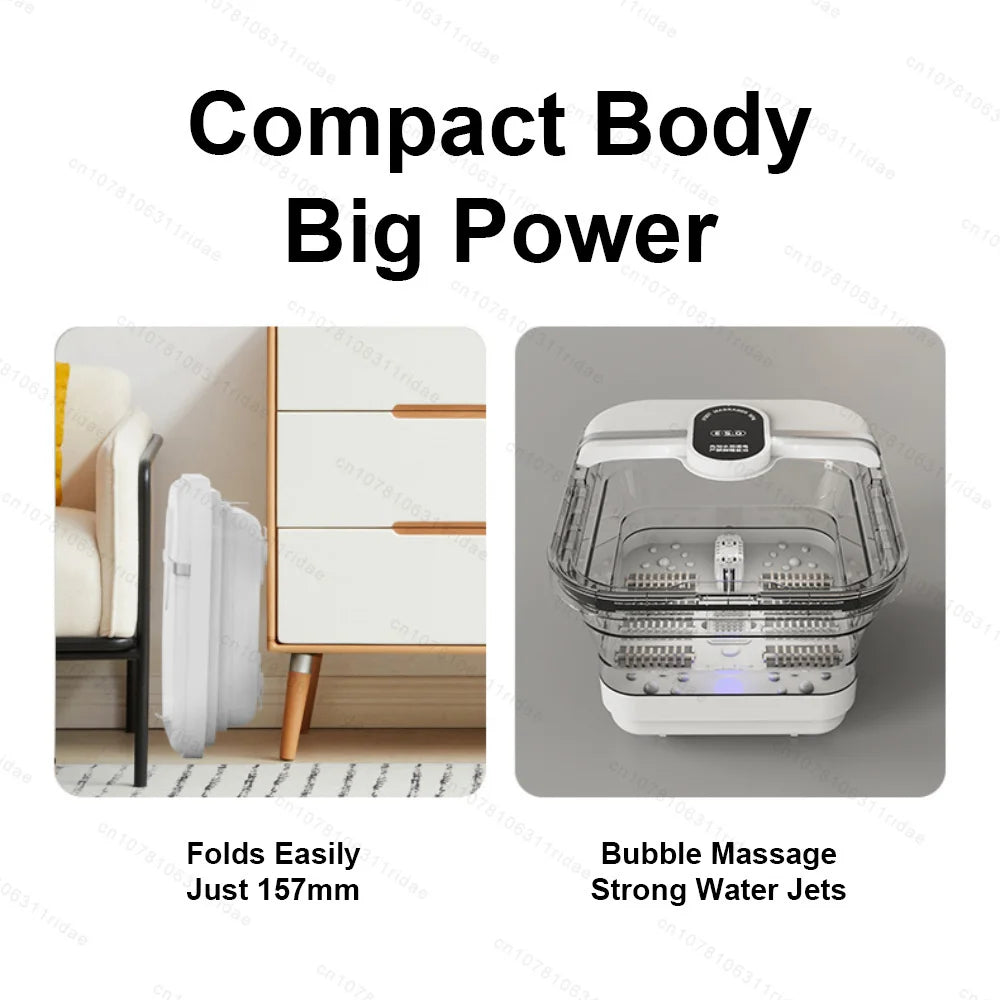 Folding Electric Foot Bath Massager with Heat Therapy & Bubble Spa Massage Cushion Tidesmit