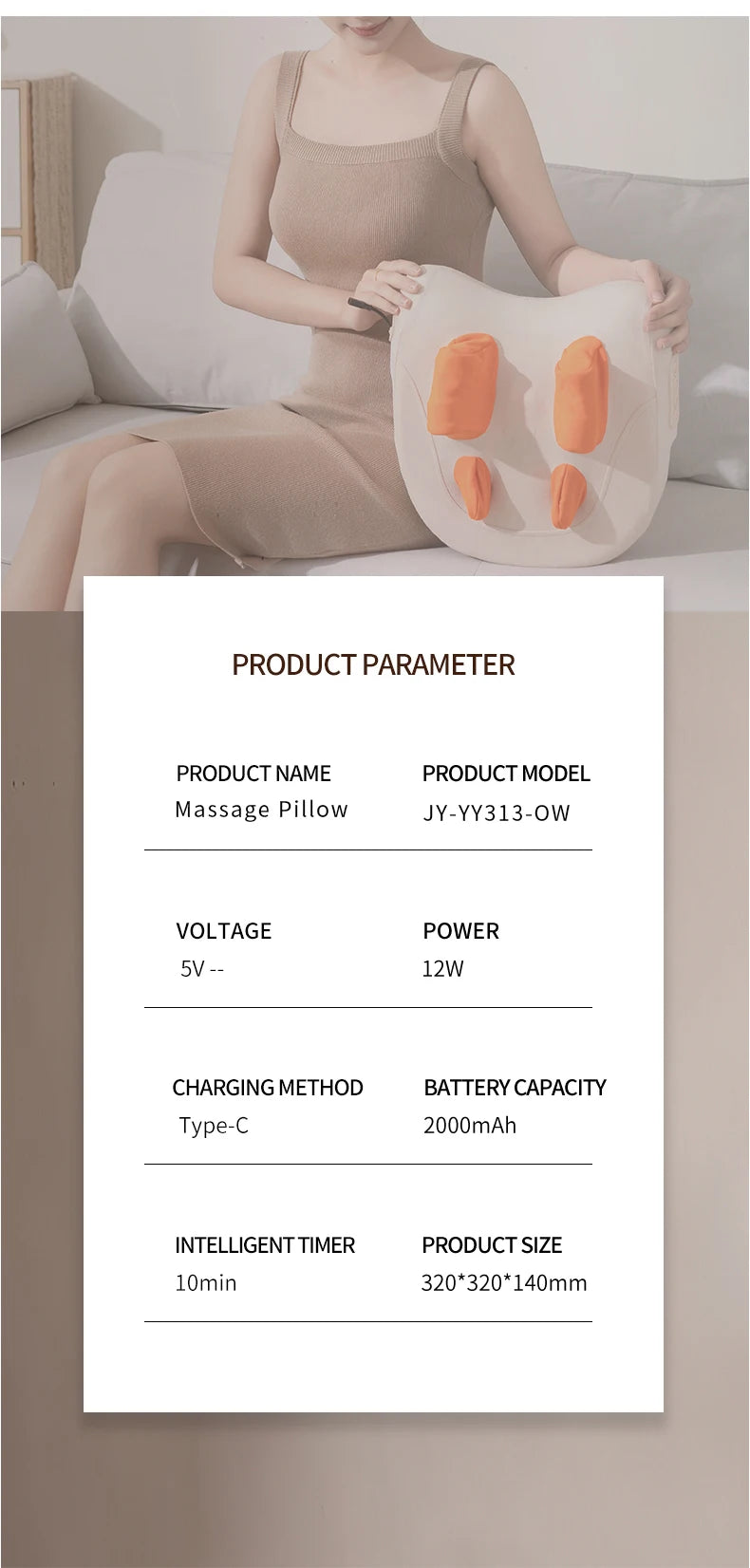 Electric Massager with Heat Therapy for Targeted Deep Tissue Muscle Relief Massage Cushion Tidesmit