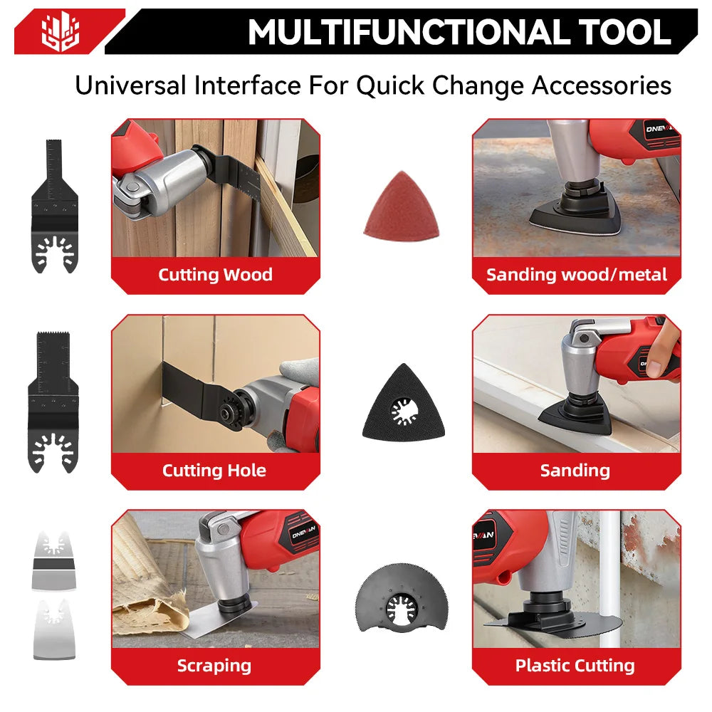 20000OPM Oscillating Multifunction Tool 6Gear Electric Trimmer Saw Shovel Cutting Woodworking Tool For Makita 18V Battery Pin