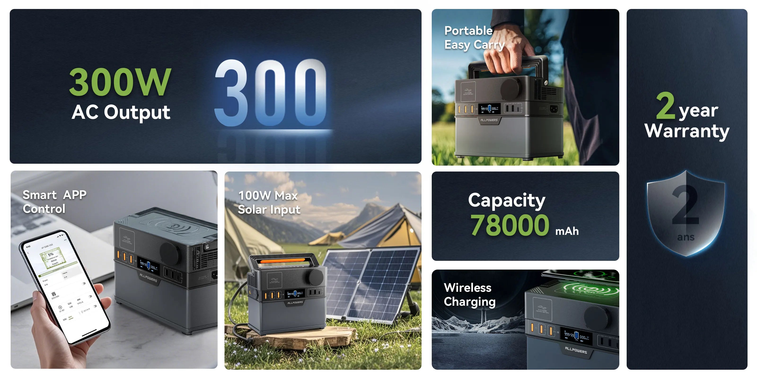 Portable Power Station 300W 288Wh Battery Backup - Fast PD Delivery Tidesmit