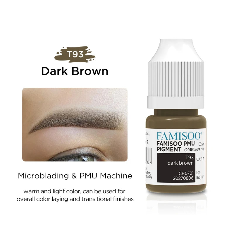 Professional Microblading Eyebrow Tattoo Ink - Long-Lasting 5ml Pigment Permanent Makeup Machines T93 Dark brown China