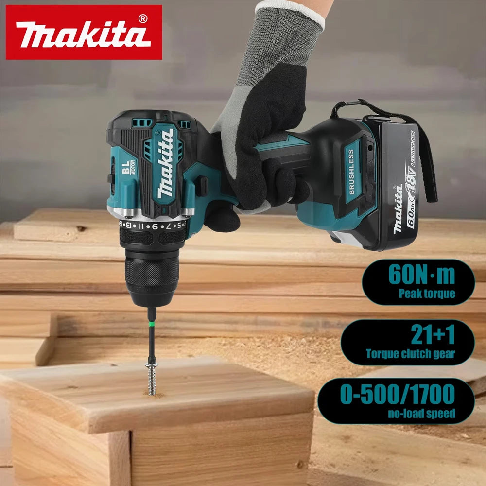 Makita DDF487 13mm Brushless Household 18V Lithium-ion Charging Impact Drill,high Torque Electric Screwdriver Makita 18V Battery