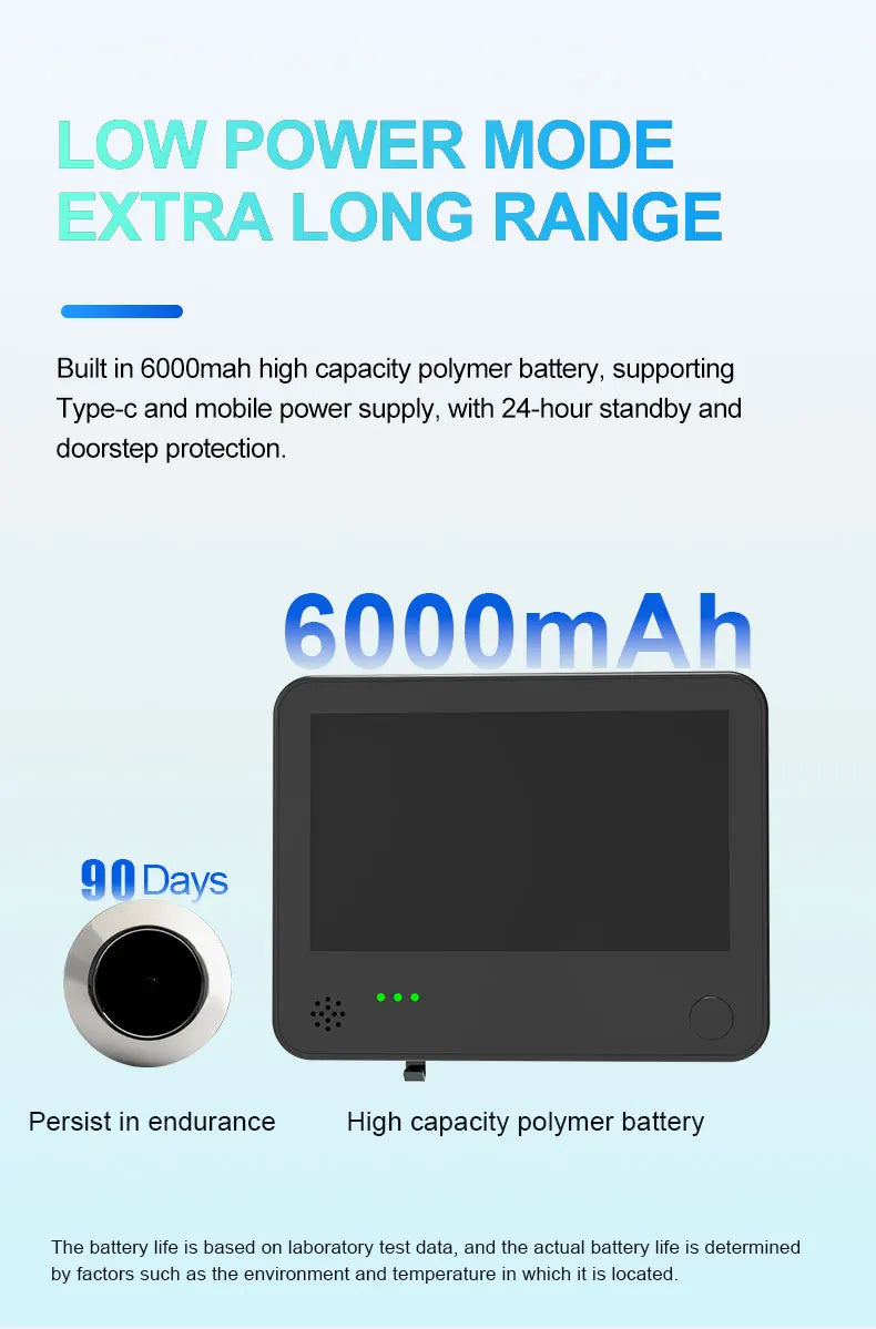 Danmini Tuya Smart Cat Eye Door Security Camera 3MP 4.3 Inch Screen 2K Visual Night Vision PIR Motion Detection Digital Peephole