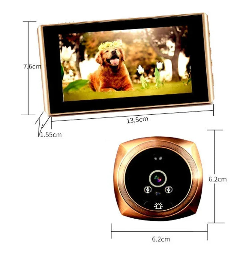 4.5 Inch Motion Detection Monitor Cat Eye Doorbell Digital Video Peephole Camera 145 Degree Ultra Wide Angle Super Night Vision