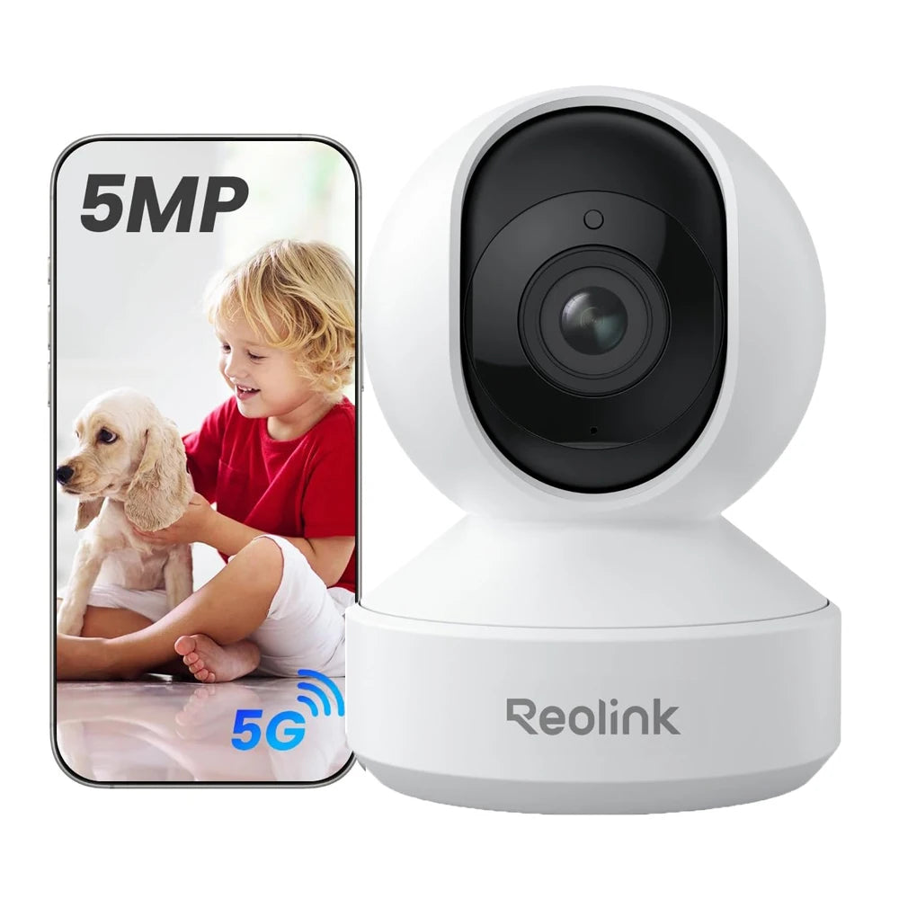 REOLINK 5MP WiFi Security Camera Person/Pet/Crying Detection Indoor Baby Monitor 2 Way Audio PT Auto Tracking IP Camera E1-Pro
