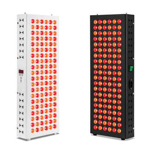 Two rectangular red light therapy panels with LED bulbs for wellness and light therapy.