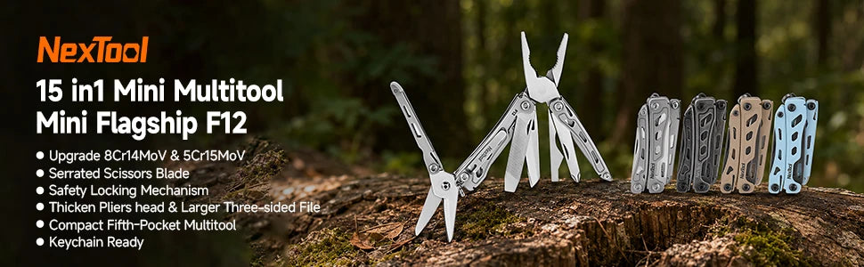 NexTool Keychain Mini Flagship F12 Folding Multi Tool 15 In 1 Screwdriver Pliers File Ruler Bottle Opener Scissors EDC Hand Tool