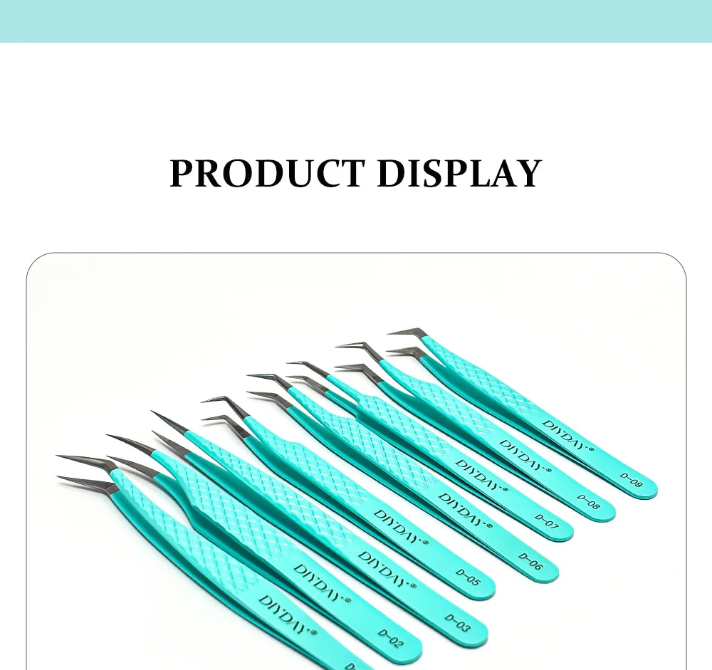 Eyelash Extension Tweezers D-01 | Precision Fiber Tip for Salon Results False Eyelashes Tidesmit