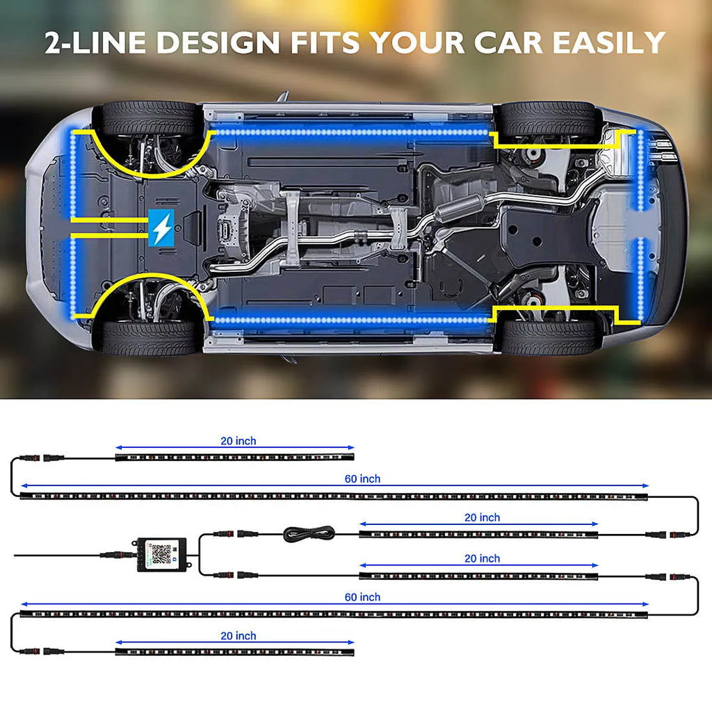 RGB LED Underglow Car Lights | App Controlled Flowing Neon Lighting Kit Tidesmit