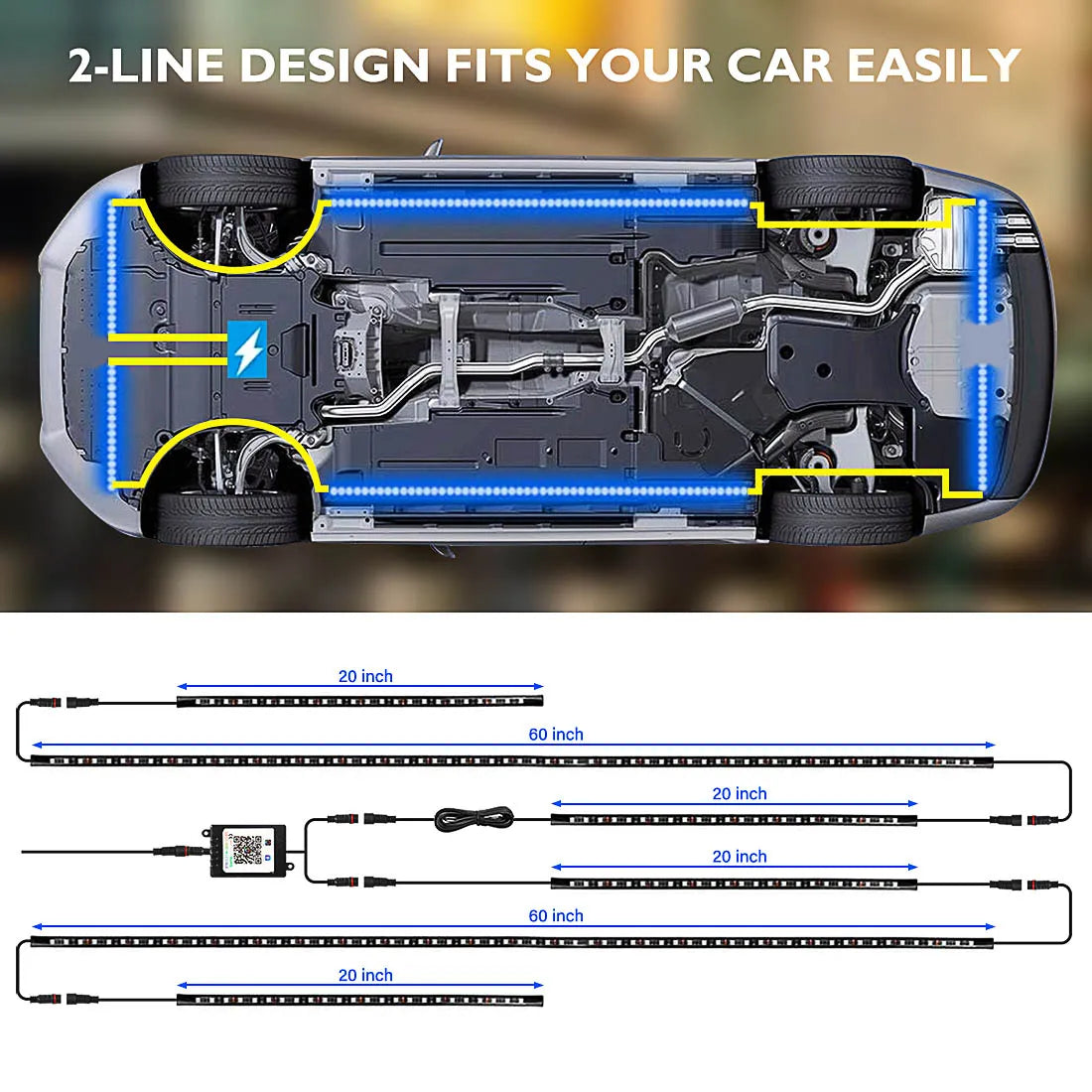RGB LED Underglow Car Lights | App Controlled Flowing Neon Lighting Kit Tidesmit