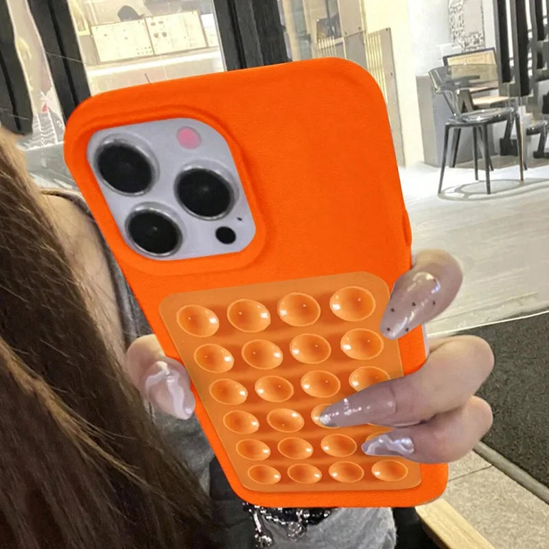 iPhone 17 Pro Max Case with Suction Cup Stand Litchi Leather Tidesmit
