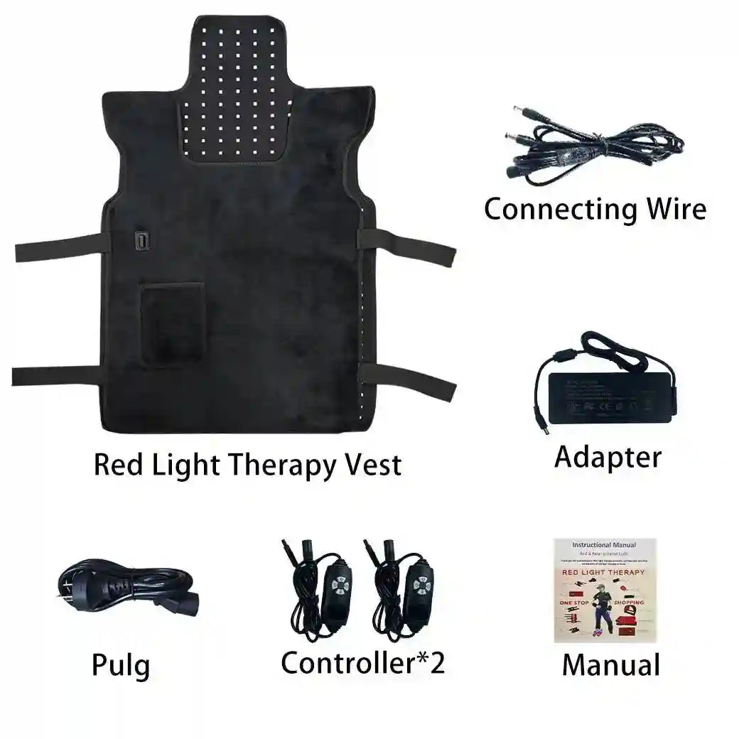 Red Light Therapy Vest - 660nm/850nm Back Muscle Relief Wrap Back Massage Instrument Red Light Vest Tidesmit