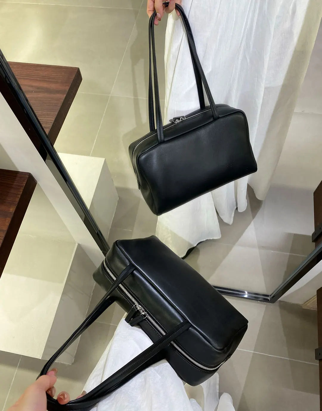 New  sheepskin bowling bag for autumn and winter 2025, high-quality long handled shoulder bag, sheepskin handbag