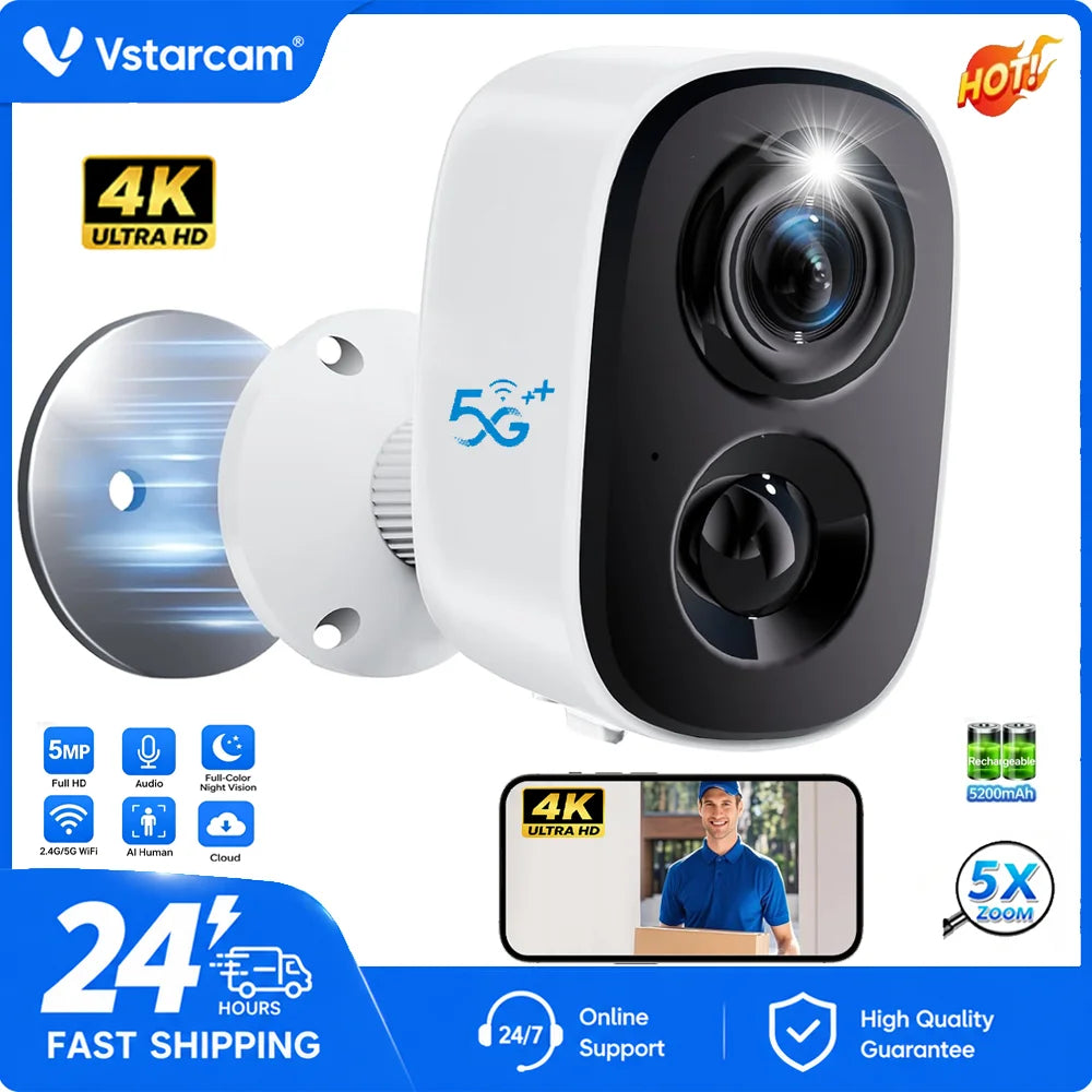 4K Wireless Battery Powered Cameras Outdoor Magnetic 5MP Indoor for Home Security Smart Motion Detection  CCTV IP Camera